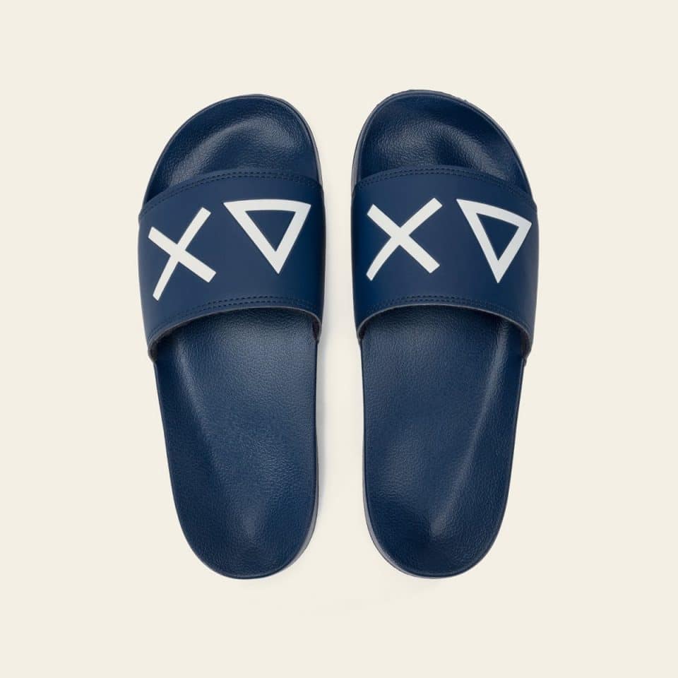 SLIPPERS LOGO NAVY BLUE — כפכפים לגברים